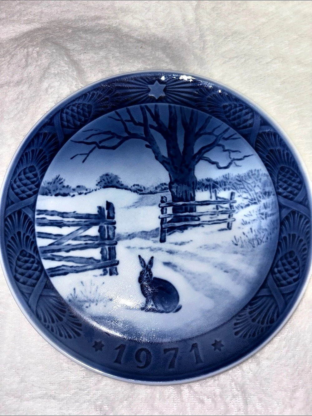 Royal Copenhagen Hare in Winter Blue & White Collector Plate